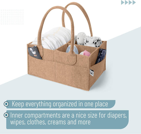 Mr. Pen- Baby Diaper Caddy Organizer, Earthy Clay, Baby Caddy Organizer with Handle, Compact Size, Collapsible