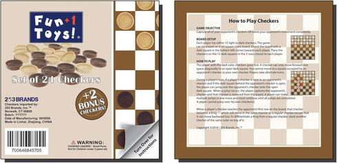 Classic Wood Checkers Stackable Pieces, Set of 26, Brown/Natural Colors, 1.125-Inch Wide