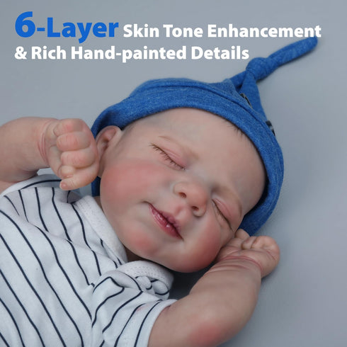 WOOROY Realistic Reborn Baby Dolls Boy, 18-Inch Newborn Baby Doll with Soft Cloth Body, Gift for Kids