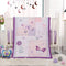 Wowelife Crib Bedding Set for Girls, 3 Pieces Floral Butterfly Baby Girl
