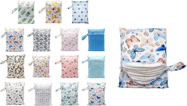 DIIOOMIEEU Cartoon Print Baby Diaper Bag Waterproof Wet Dry Nappy Zipper Handbag Large Capacity for Stroller & Travel