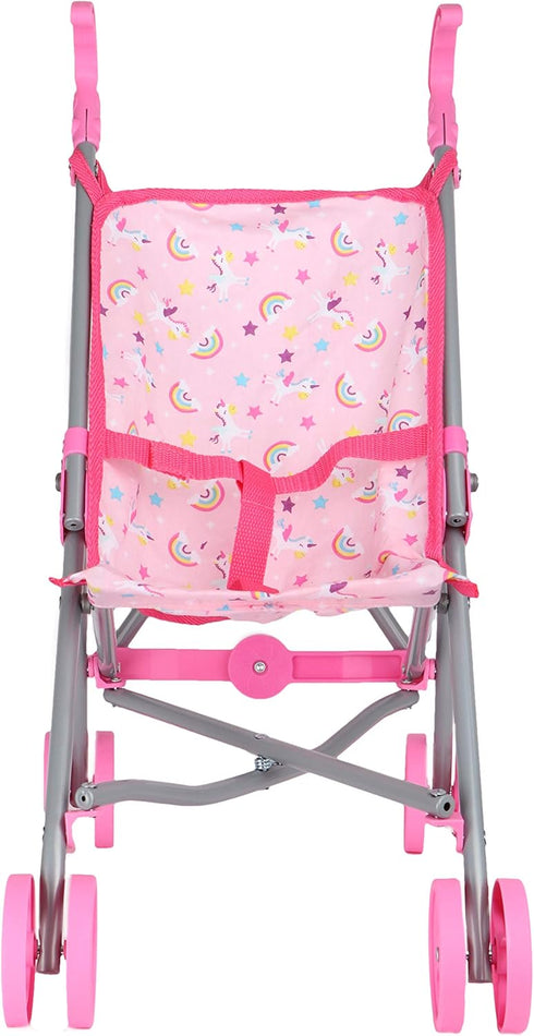 Dream Collection Doll Stroller - Metal Fold Up and Down Umbrella Stroller for Pretend Play, Pink