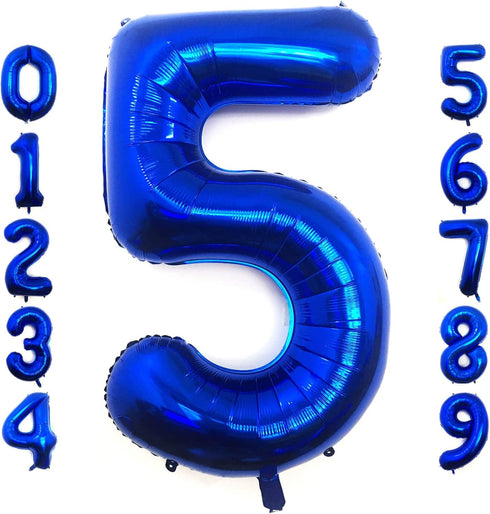 Lovoir 40 Inch Navy Blue Number 5 Balloon, Jumbo Digit Mylar Foil Helium Dark Blue for Birthday Party Celebration