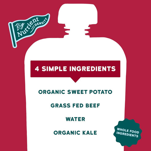 6+ 5g Nutrient-Packed 3.5 Oz, Pack 12 Serenity Kids Months Baby Food Pouches - Protein Grass Fed Beef Pouches - Veggie