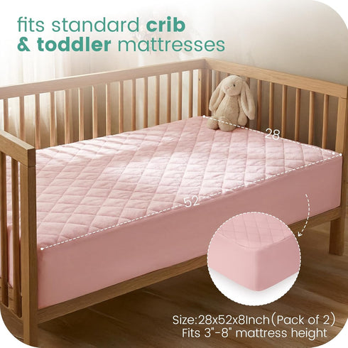 TOTCHILL 2 Pack, Light Quilted Crib Sheets Soft Fitted Sheets for Standard Crib and Toddler Mattresses, Orange Giraffe