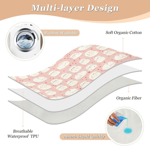 siphylline 52" 34" Cute Peach Animal Extra Large Resuable Changing Pad Covers Highly Absorbent Bed Wetting Pads