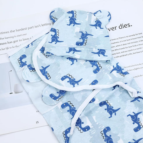2 Pack Cinaci Adjustable Soft Cotton Blend Newborn Baby Receiving Swaddle Blankets Sleep Sacks with Nursery Hats Caps