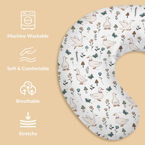Cstdyfrv Cute Geese Boho Floral Mushroom Nursing Pillow Covers Vintage Duck Wildflowers Nursing Cover for Breastfeeding