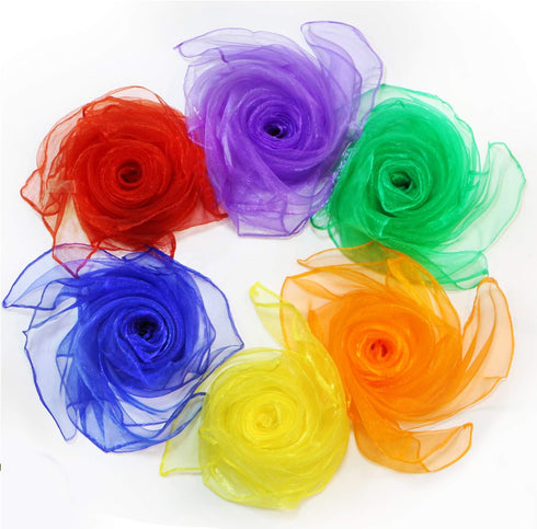 Novelty Place 12 Pcs Dance and Juggling Scarves - Silk Square Scarf