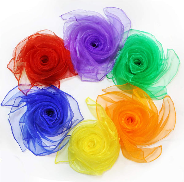 Novelty Place 12 Pcs Dance and Juggling Scarves - Silk Square Scarf