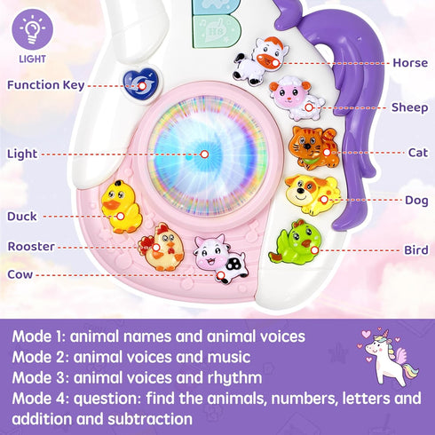 1 2 12-18 1-3, 1st Marstone Toys for Year Old Girl Birthday Gifts: Baby Musical Unicorn Toys Months, Educational