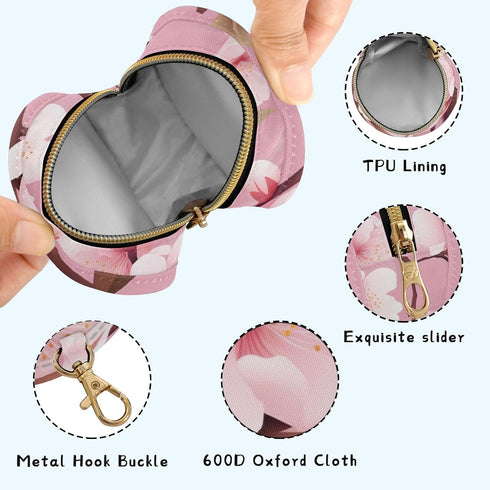 YETTASBIN Cherry Blossoms Portable Pacifier Holder Case with Metal Hook Buckle & Zipper for Diaper Bag and Stroller