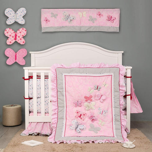 CribMATE Butterfly Nursery Room Canvas Wall Decor Pink Butterfly Baby Girl Nursery Decor Baby Girl Decorative Wall Arts
