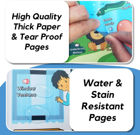 2 3 4 5 6 420 ZEENKIND Spanish English Talking Learning Book for Kids Years Old, Words Toddler Educational Toys