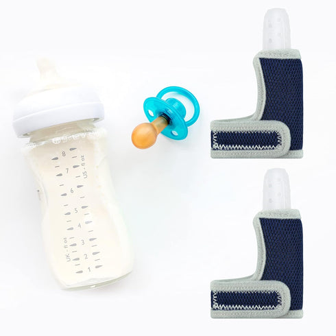 2 Pieces Silicone Toddler Baby Finger Guard with Breathable Wrist Band Thumb Kit to Prevent Children from Sucking