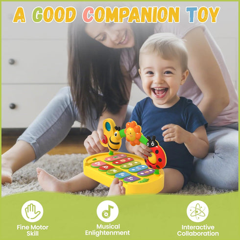6 9 12 18 3 4 5 6, 1-3 Musical Baby Piano Toy - Multifunctional Interactive Insect Piano Keyboard for Month, STEM