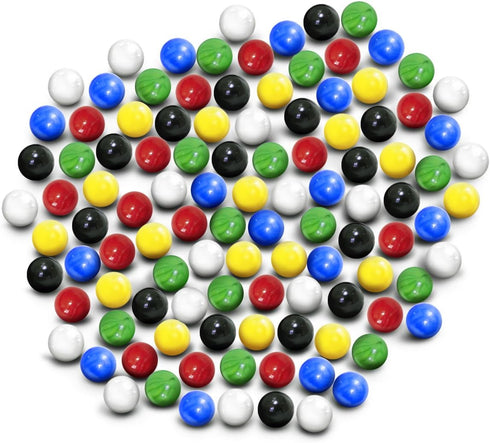 Chinese Checkers Glass Marbles Set of 72, 12 Each Color, Size 9/16” (14mm) with Practical Container