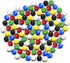 Chinese Checkers Glass Marbles Set of 72, 12 Each Color, Size 9/16” (14mm) with Practical Container