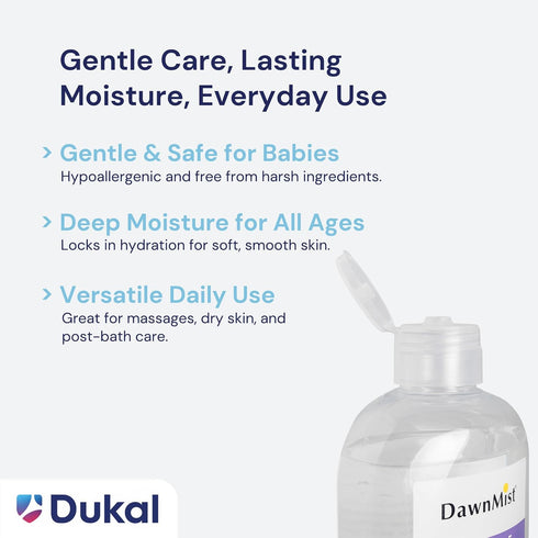 16 oz. (Pack 1) DawnMist Dukal Baby Oil with Dispensing Cap, Bottle of Hypoallergenic, Moisturizing Baby Skin Care