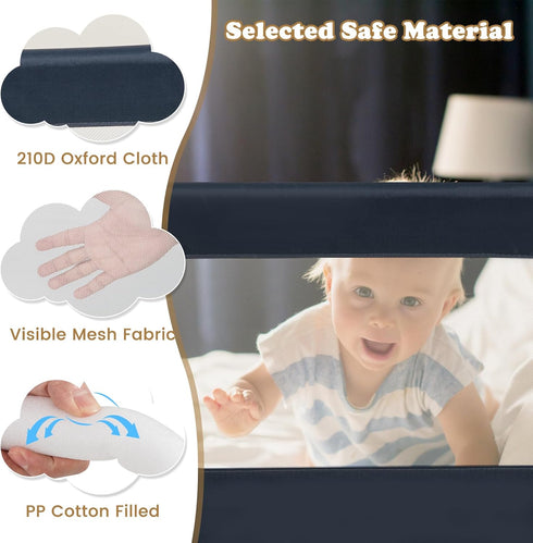 (71", BABY JOY Bed Rails for Toddlers, Extra Long, Swing Down Safety Bed Guard for Convertible Crib, Folding Baby