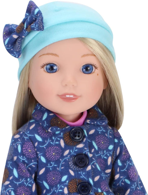 Sophia's 4 Piece Winter Outfit with Print Coat, Pants, Hat and Boots for 14.5" Dolls in Blue