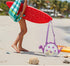 AUONY Swimming Beach Toy Mesh Beach Bag Kids Shell Bag Dinosaur Beach Sand Toy Totes for Holding Shells Beach Toys Sand