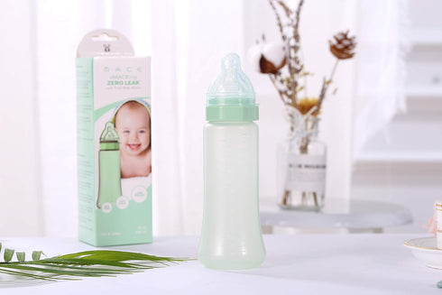 Made in USA aMACEing Zero Leak Baby Bottle - Anti-Colic Vent, Leak-Proof 10oz (Green)