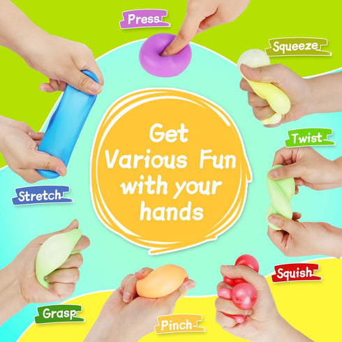 BitsFun 24Pack Mini Cubes Squishy Fidget Toys Squeeze Toys- Stress Cubes Mini Bulk Sensory Squishies Nice Ice Cube