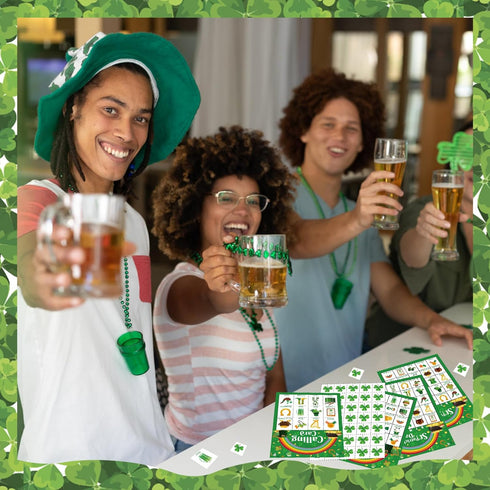 St Patrick's Day Bingo Games Cards for 24 Players, Irish Shamrock Bingo for Family School Classroom Activities