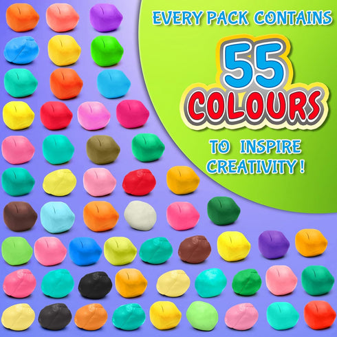 55 3-12 Modeling Clay Kit - Colors Air Dry Clay DIY Molding Clay with Tools, Kids Art Crafts Gift for Boys & Girls Age