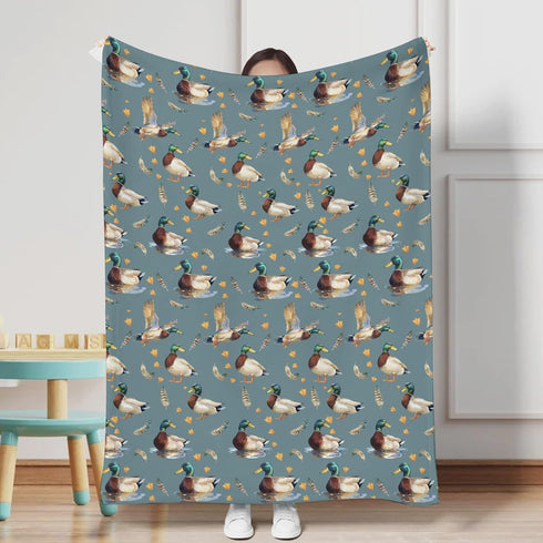 Vintage Duck Hunting Baby Blanket for Boy Girl Mallard Ducks Feathers Soft Swaddle Blanket Wild Bird Animal Flannel Receiving Blanket Newborn Toddler Nursery Bed Crib Blanket Playmat 30x40
