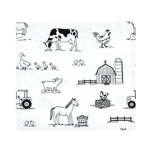 Multipack, 30x30 inches Little Treasure Hudson Baby Cotton Poly Flannel Receiving Blankets Black Neutral Farm