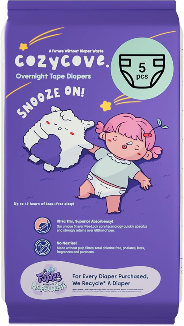 Cozycove Size 5 XL (28-39 lbs) Diapers | Totally Chlorine Free, Fragrance