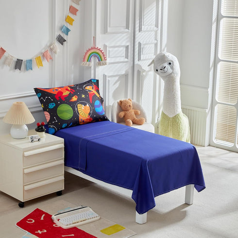 Set Set 4 Set Kids Comforter Sheet - Soft and Breathable Bed Includes Quilted Comforter, Fitted Sheet, Flat Top Sheet