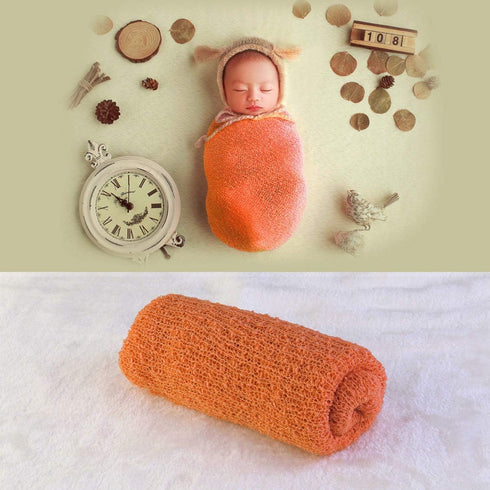 NUOBESTY Newborn Boy Clothes Stretch Wraps, Photography Props Ripple Wrap DIY Photo Prop Swaddle Blanket Orange