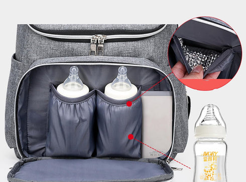 Ybberik Backpack Backpack Diaper Bag with Stroller Straps, USB Charging Port, Headphone Hole, Large Baby Diaper