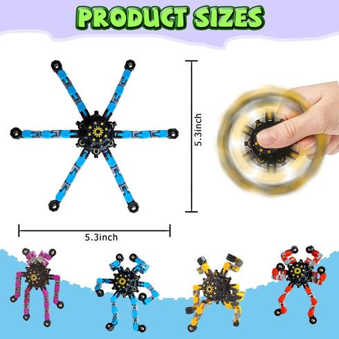 YAIUERL 20 Pack Funny Sensory Fidget Toys,Deformable Chain DIY Robot Spinners Fingertip Stress Relief Gyro Toy Birthday
