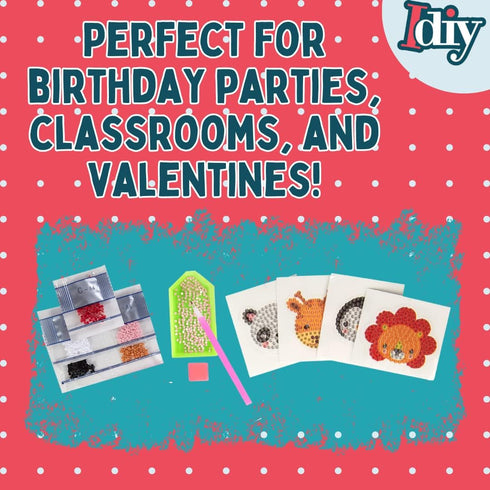 Buddies-20 Packaged, Packs Kid's Birthday Party Diamond Gem Painting Craft Favor Kits- Zoo Individually All-in-One