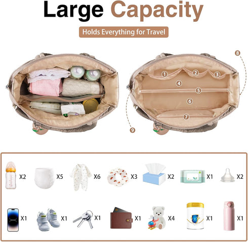 Mommy KUBYA Diaper Bag Tote, Puffer Diaper Tote Bags for Women Lightweight Travel Work Hospital Baby Bag Crossbody Bag