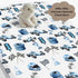 Wicbfdfv 28x52 Inch Cute Race Car Flag Baby Crib Sheets for Boy Girl Breathable Blue Races Vehicle Trophy Traffic Light