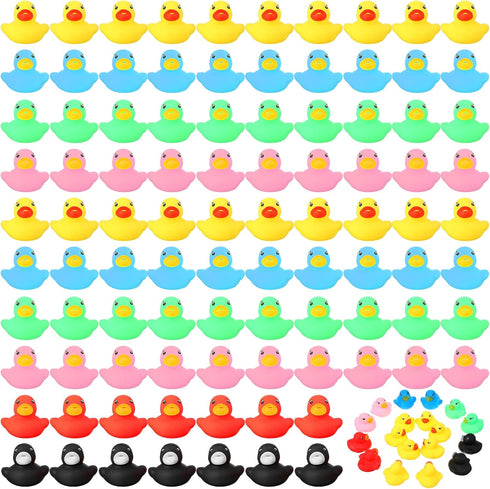 Zhanmai 300 Pcs Mini Rubber Ducks Set, Float Squeak Yellow Ducks in Bulk for Party Supplies and Bathtub Fun