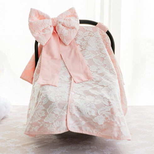 Carseat Canopy Cover with Bow - Versatile Nursing and Stroller Cover