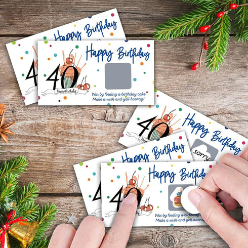 Colorful 40th Birthday Party Game Scratch Off Cards, 32 PCS for Happy 40th Birthday Party Activities