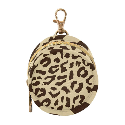 Leopard Print Round Pacifier Storage Case with Zipper, Portable Pacifier Case for