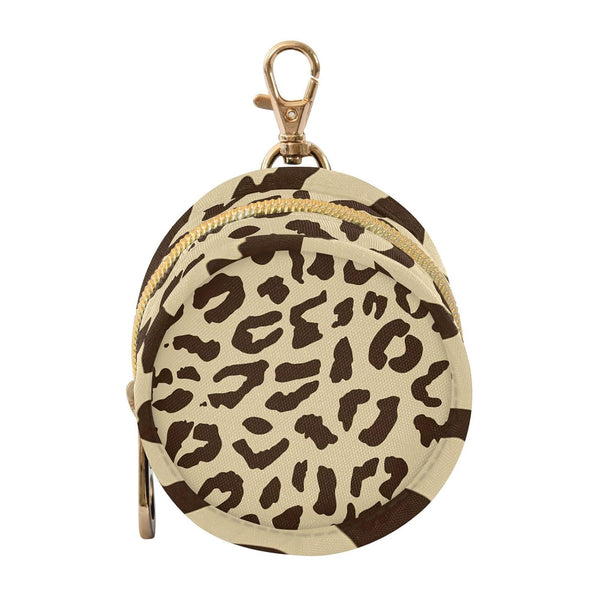 Leopard Print Round Pacifier Storage Case with Zipper, Portable Pacifier Case for