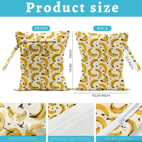 Pykfrhh Wet Dry Bags Wet Bags Swimsuit Bag Beach Essentials Banana Fruit Decor Washable Reusable Waterproof Bag