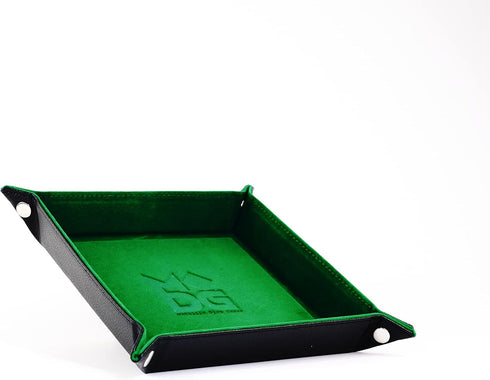 FanRoll Fold Up Velvet Dice Tray: Green with PU Leather Backing, Role Playing Game Accessories for Dungeons