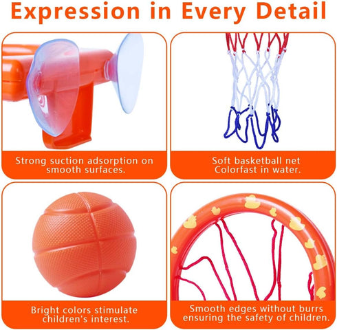 OBTANIM Set Bathtub Fun Basketball Hoop Balls Bathroom Shooting Game Toy for Toddler Kids Children Baby Bath Tub