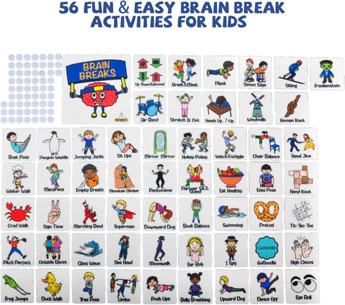 CHEFAN Classroom Brain Break Activities Board, Exercise Cards for Kids, PE Cards for Play