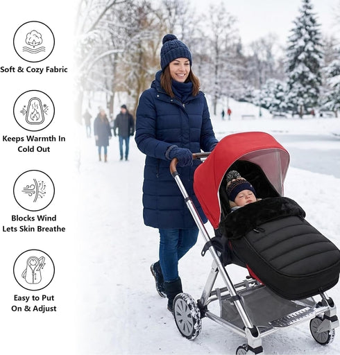 BASILKIT Universal Stroller Footmuff for Baby, Winter Baby Stroller Bunting Bag, Warm Soft Ultra-fine Fleece Stroller